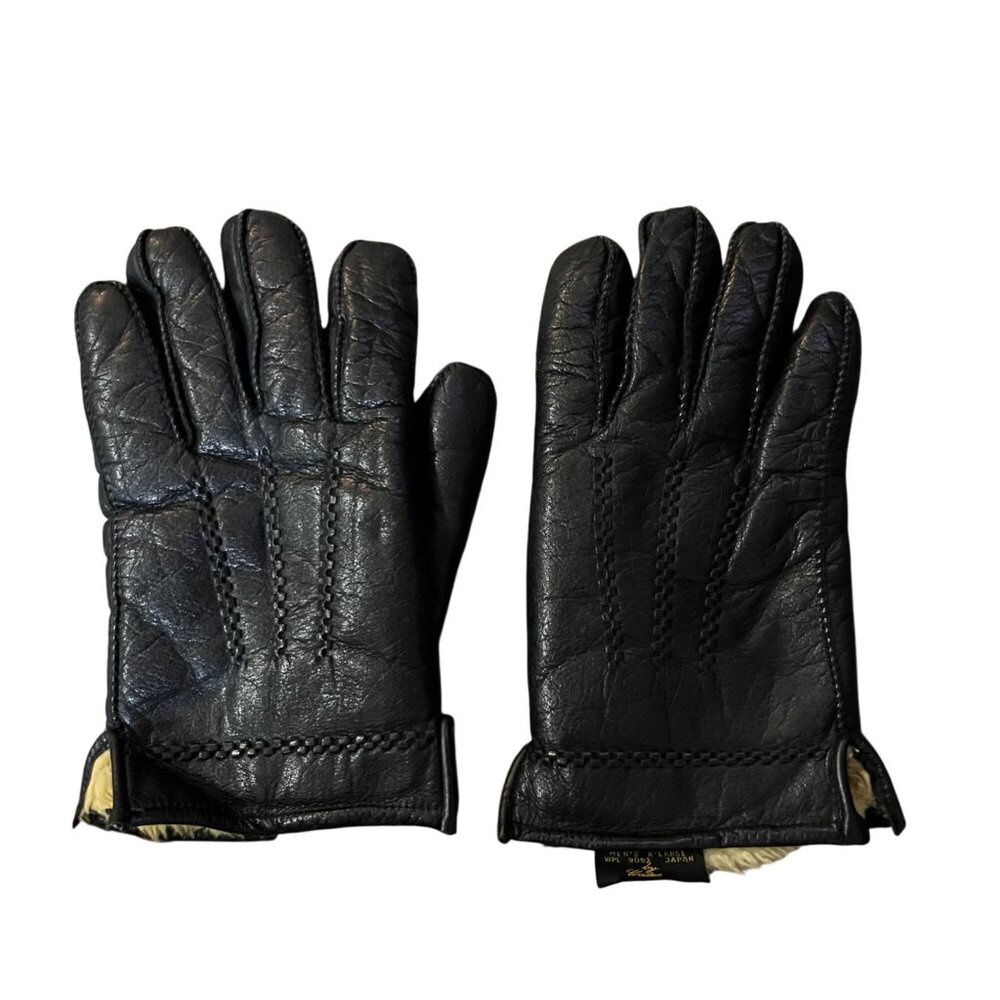 Vintage Gates Black Leather Winter Gloves Mens XL Lined Made in Japan Used